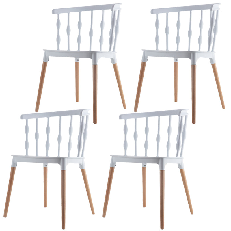 Chaise d'appoint scandinave à dossier Windsor en hêtre, couleurs acidulées, chaise de salle à manger en bois (Ensemble de 4)