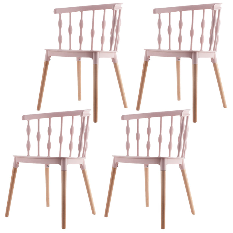 Chaise d'appoint scandinave à dossier Windsor en hêtre, couleurs acidulées, chaise de salle à manger en bois (Ensemble de 4)