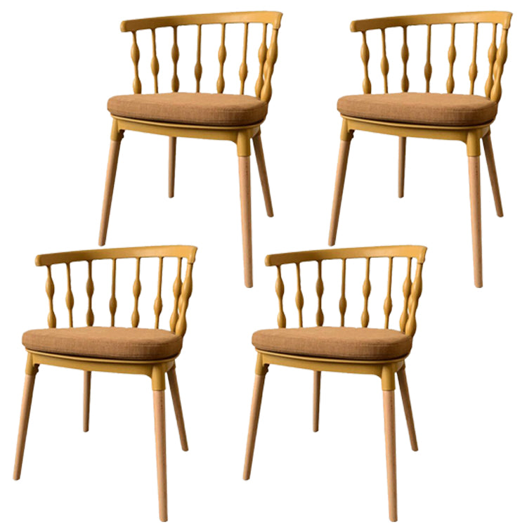 Chaise d'appoint scandinave à dossier Windsor en hêtre, couleurs acidulées, chaise de salle à manger en bois (Ensemble de 4)