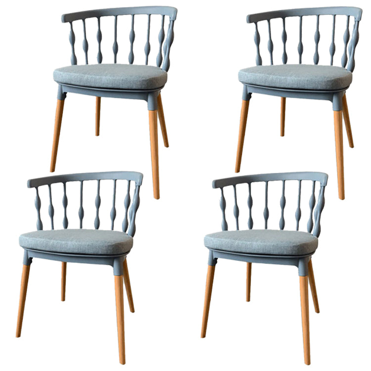 Chaise d'appoint scandinave à dossier Windsor en hêtre, couleurs acidulées, chaise de salle à manger en bois (Ensemble de 4)
