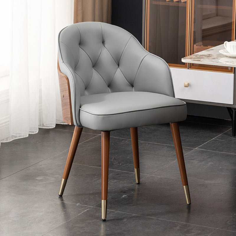Silla de comedor de cuero de microfibra estilo Glam, silla con brazo trasero sólido