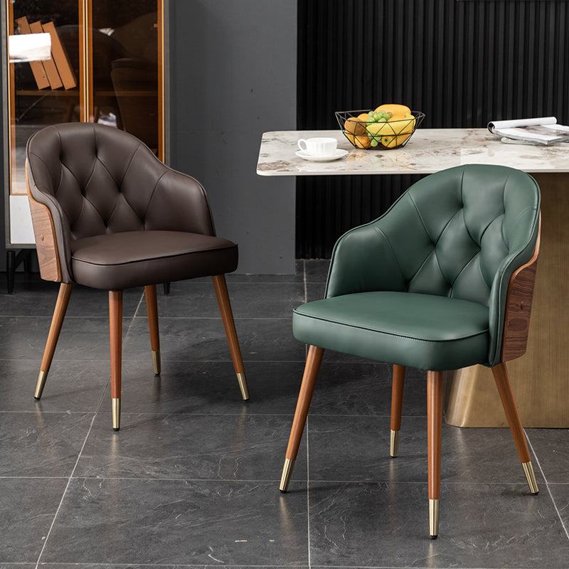 Silla de comedor de cuero de microfibra estilo Glam, silla con brazo trasero sólido
