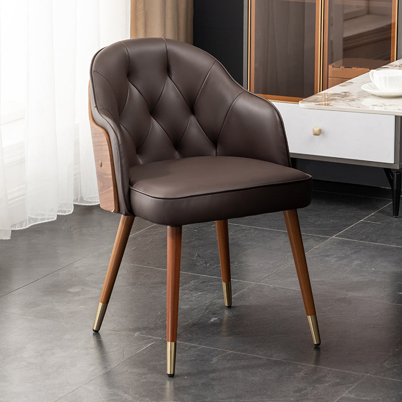 Silla de comedor de cuero de microfibra estilo Glam, silla con brazo trasero sólido
