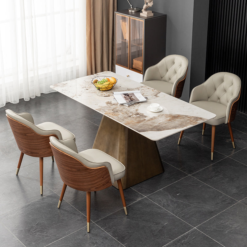 Silla de comedor de cuero de microfibra estilo Glam, silla con brazo trasero sólido