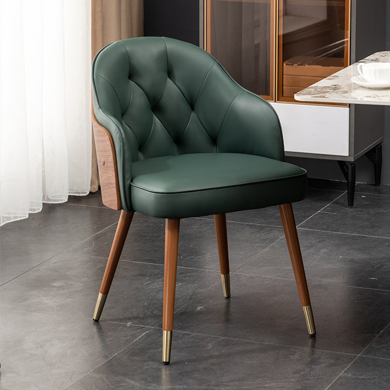 Silla de comedor de cuero de microfibra estilo Glam, silla con brazo trasero sólido