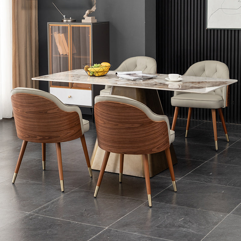Silla de comedor de cuero de microfibra estilo Glam, silla con brazo trasero sólido