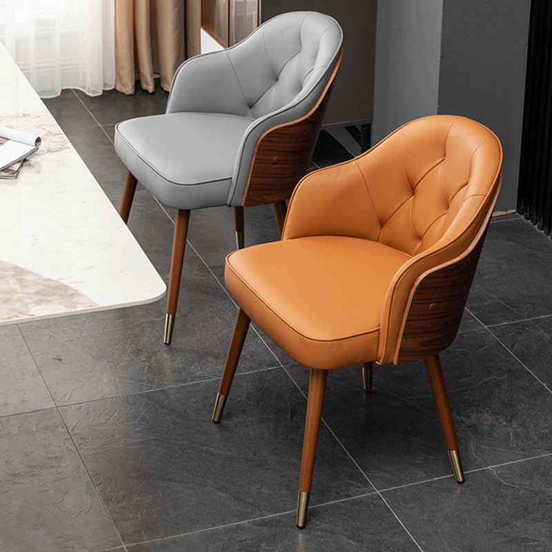 Silla de comedor de cuero de microfibra estilo Glam, silla con brazo trasero sólido