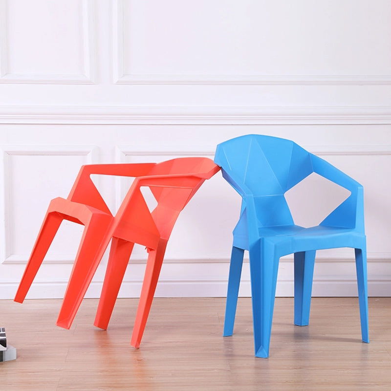 Silla lateral apilable con respaldo de listones de estilo moderno, sillas de comedor de plástico para uso doméstico