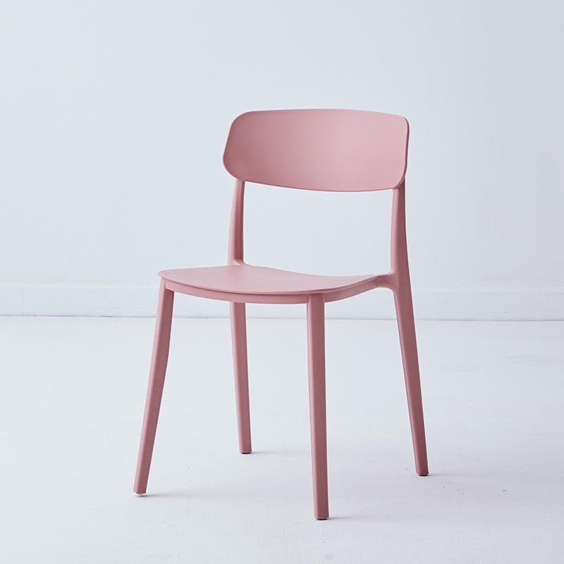 Chaise latérale de restaurant en plastique scandinave, couleurs bonbon, chaise de salle à manger à dossier ouvert