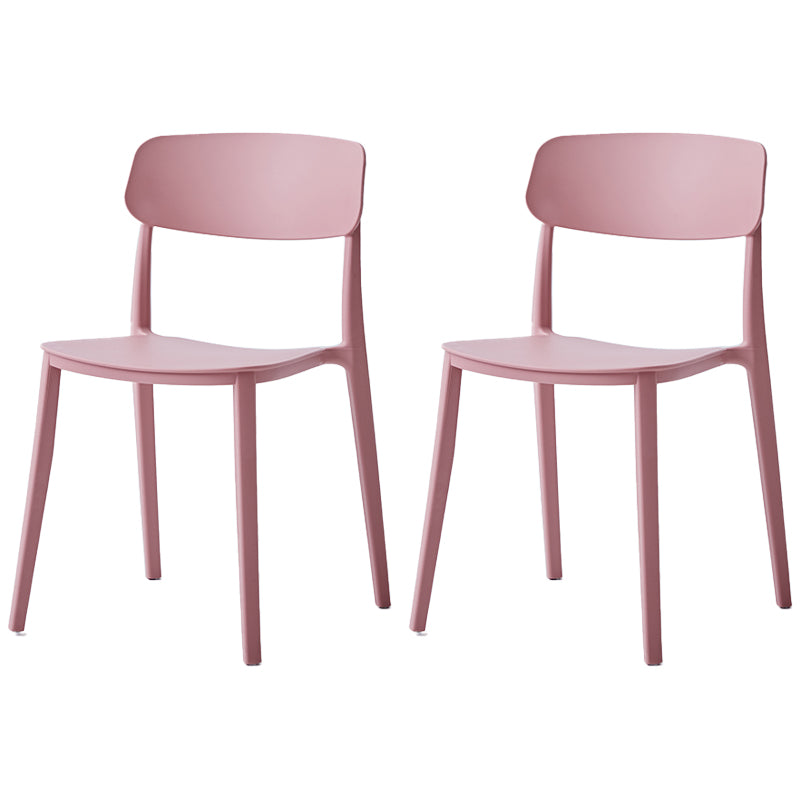 Chaise latérale de restaurant en plastique scandinave, couleurs bonbon, chaise de salle à manger à dossier ouvert