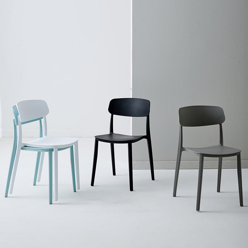 Chaise latérale de restaurant en plastique scandinave, couleurs bonbon, chaise de salle à manger à dossier ouvert