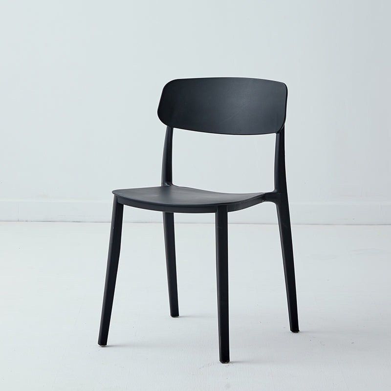 Chaise latérale de restaurant en plastique scandinave, couleurs bonbon, chaise de salle à manger à dossier ouvert