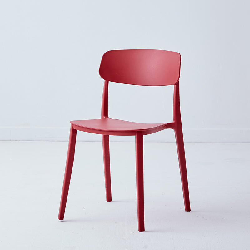 Chaise latérale de restaurant en plastique scandinave, couleurs bonbon, chaise de salle à manger à dossier ouvert