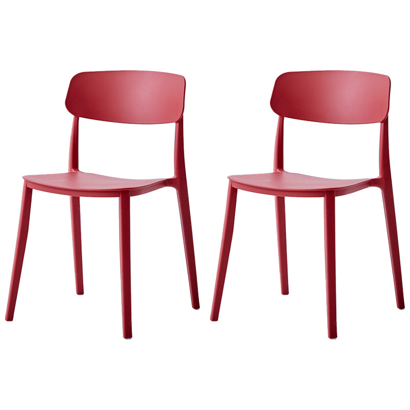 Chaise latérale de restaurant en plastique scandinave, couleurs bonbon, chaise de salle à manger à dossier ouvert