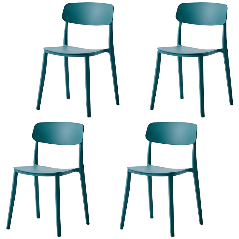 Chaise latérale de restaurant en plastique scandinave, couleurs bonbon, chaise de salle à manger à dossier ouvert