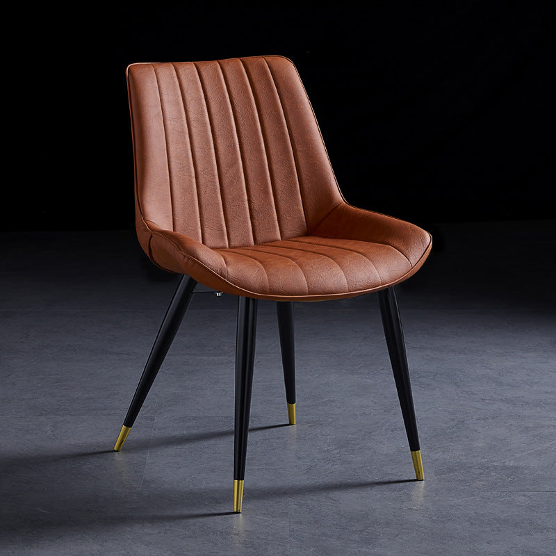 Chaise d'appoint de restaurant en cuir scandinave, finition mate, chaise de salle à manger Parsons