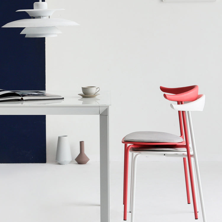 Minimalistische stijl Open achterkant Dining Side Chair Less Dining zijstoel voor huis (set van 2)