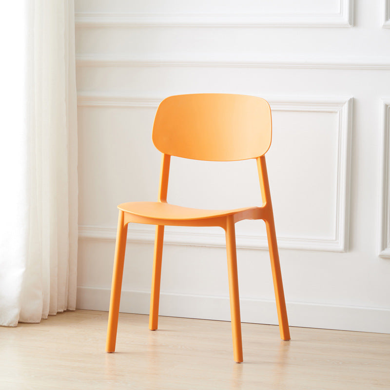 Silla auxiliar de plástico escandinavo para sala de conferencias, silla de comedor con respaldo abierto (juego de 4)