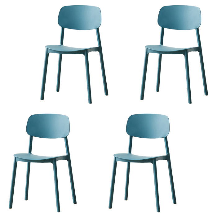 Silla auxiliar de plástico escandinavo para sala de conferencias, silla de comedor con respaldo abierto (juego de 4)