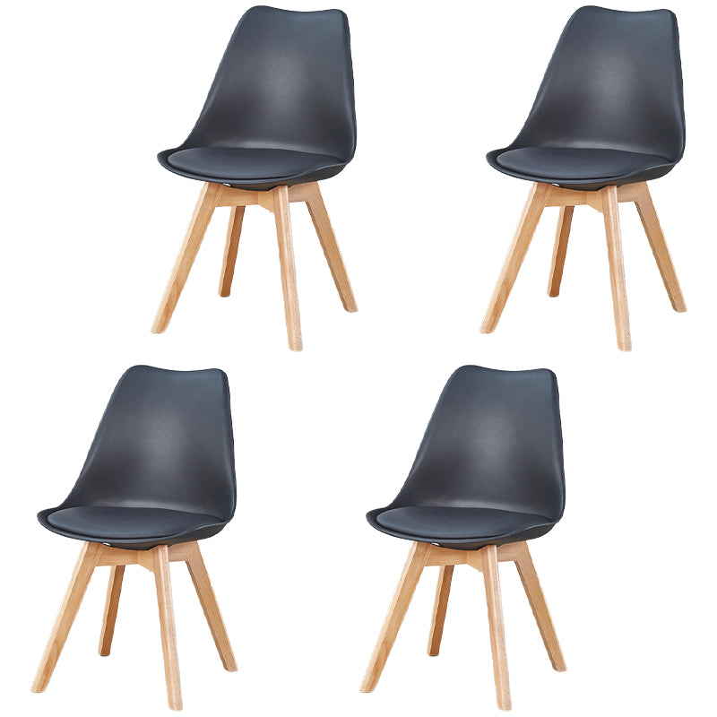 Scandinavian Leather Bedroom Side Chair Matte Finish Solid Back Dining Chair (Set of 4)