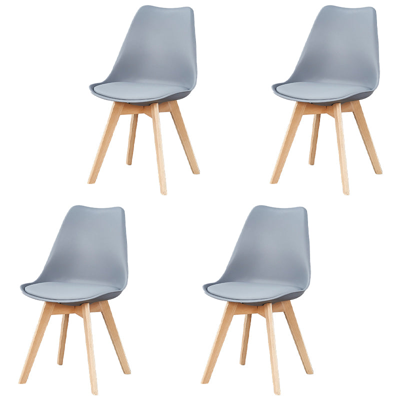 Scandinavian Leather Bedroom Side Chair Matte Finish Solid Back Dining Chair (Set of 4)