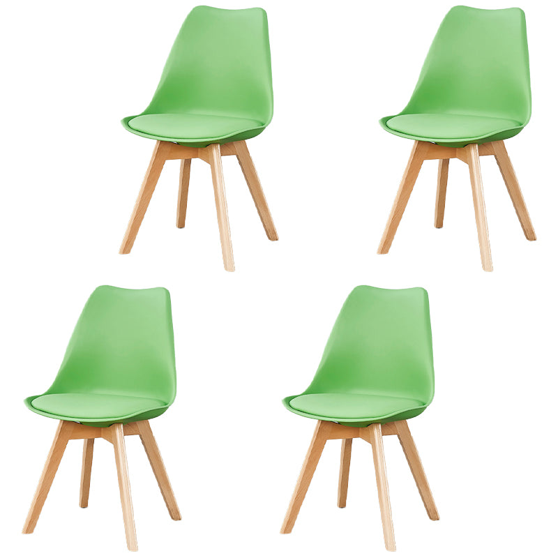 Scandinavian Leather Bedroom Side Chair Matte Finish Solid Back Dining Chair (Set of 4)