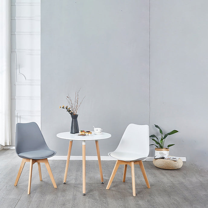 Scandinavian Leather Bedroom Side Chair Matte Finish Solid Back Dining Chair (Set of 4)