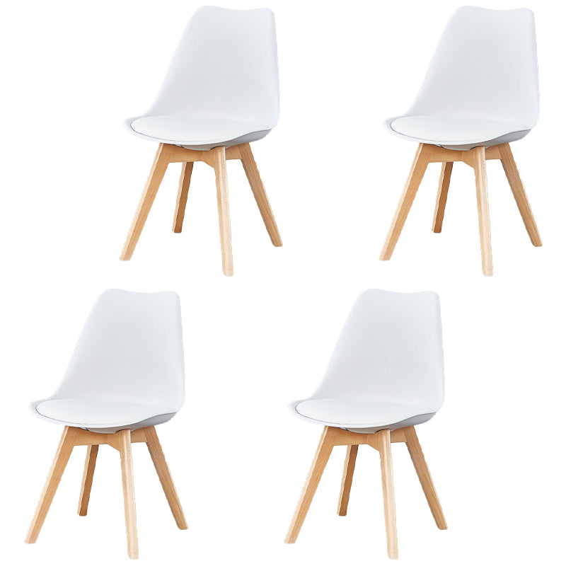 Scandinavian Leather Bedroom Side Chair Matte Finish Solid Back Dining Chair (Set of 4)
