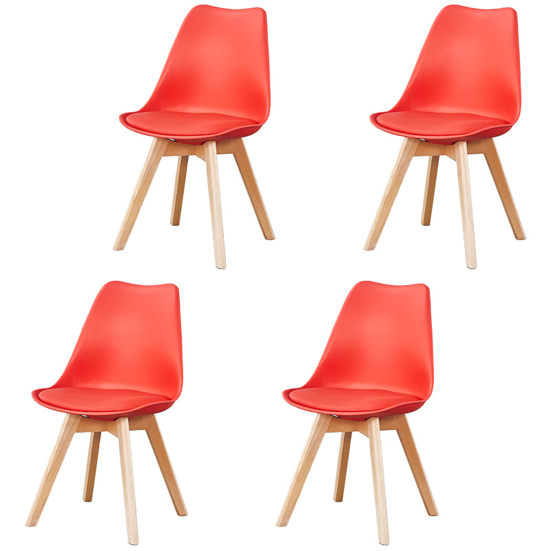 Scandinavian Leather Bedroom Side Chair Matte Finish Solid Back Dining Chair (Set of 4)