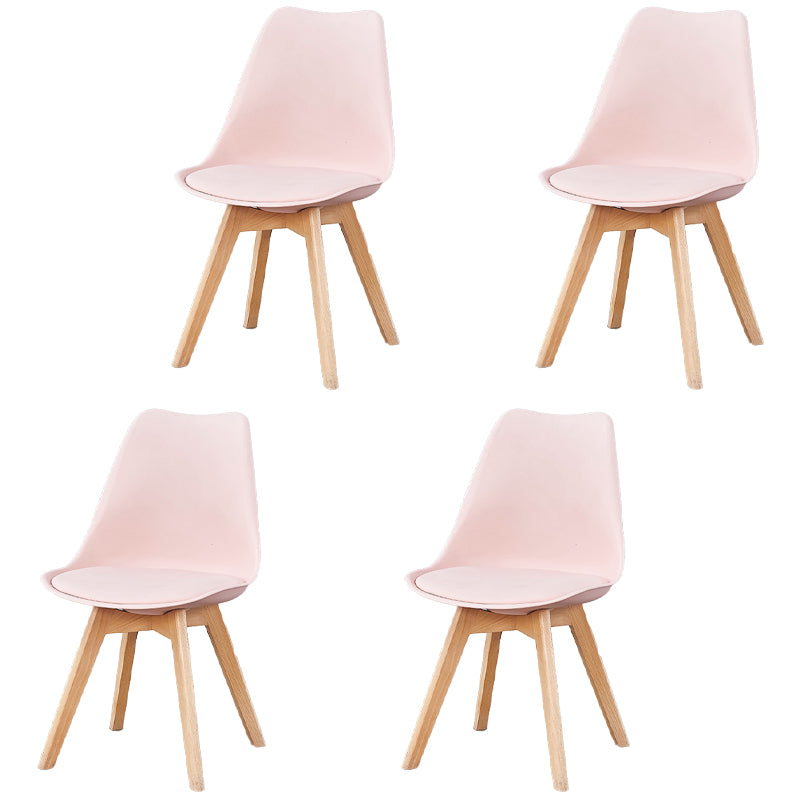 Scandinavian Leather Bedroom Side Chair Matte Finish Solid Back Dining Chair (Set of 4)