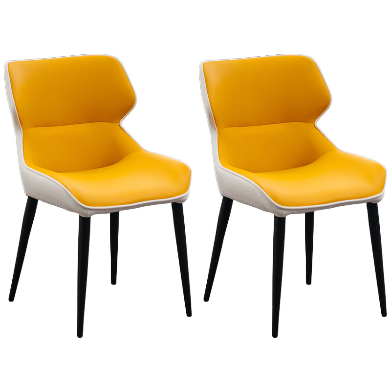Sillas de comedor de cuero de estilo minimalista Sillas laterales con brazo Parsons y respaldo (juego de 2)