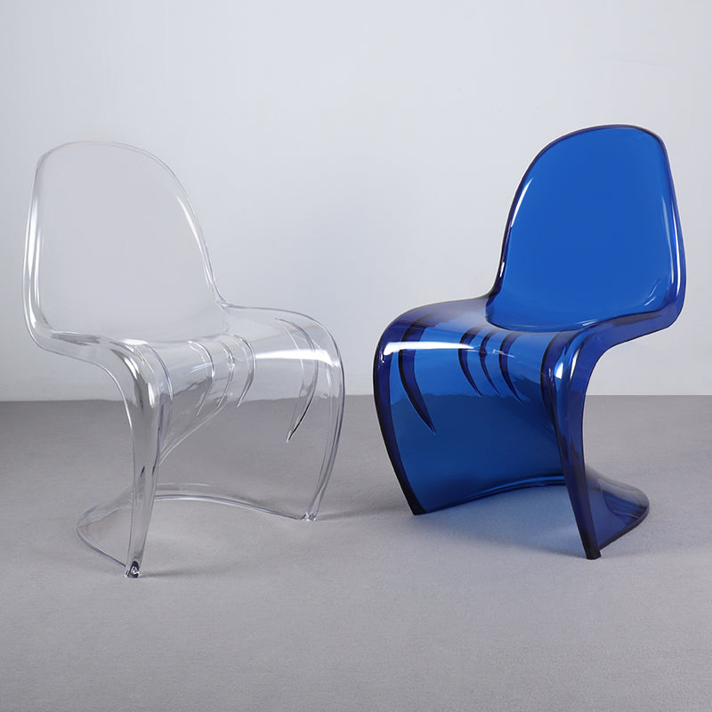 Contemporary Style Plastic Dining Armless Chair Curved Dining Solid Chair (Set of 4)
