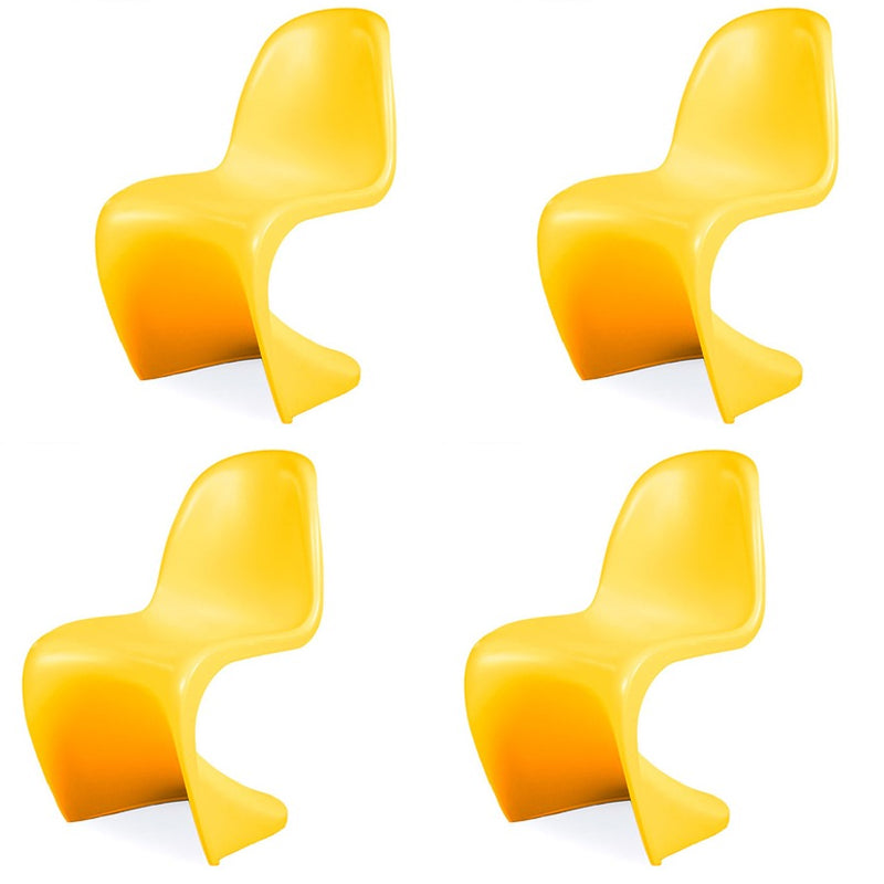 Contemporary Style Plastic Dining Armless Chair Curved Dining Solid Chair (Set of 4)