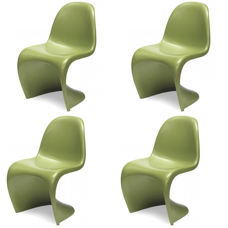 Contemporary Style Plastic Dining Armless Chair Curved Dining Solid Chair (Set of 4)