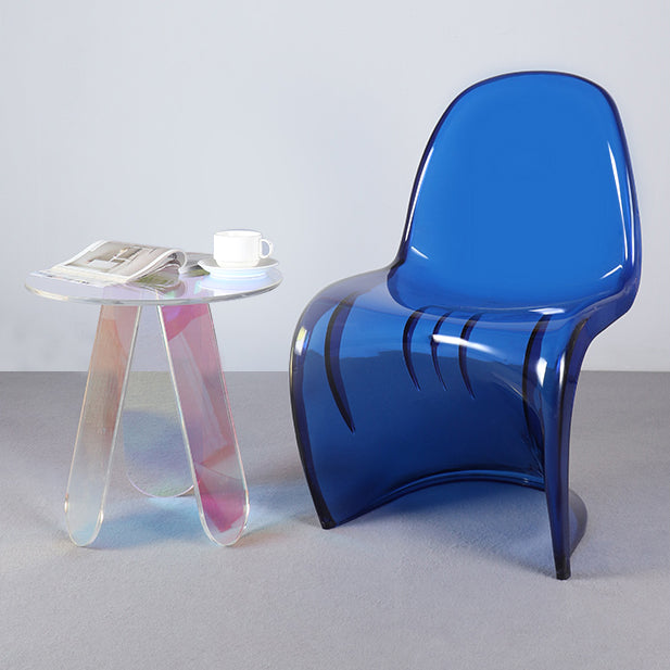 Contemporary Style Plastic Dining Armless Chair Curved Dining Solid Chair (Set of 4)