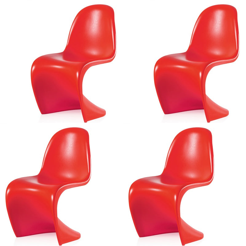Contemporary Style Plastic Dining Armless Chair Curved Dining Solid Chair (Set of 4)