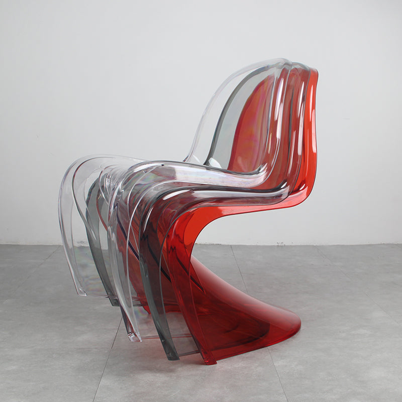 Contemporary Style Plastic Dining Armless Chair Curved Dining Solid Chair (Set of 4)