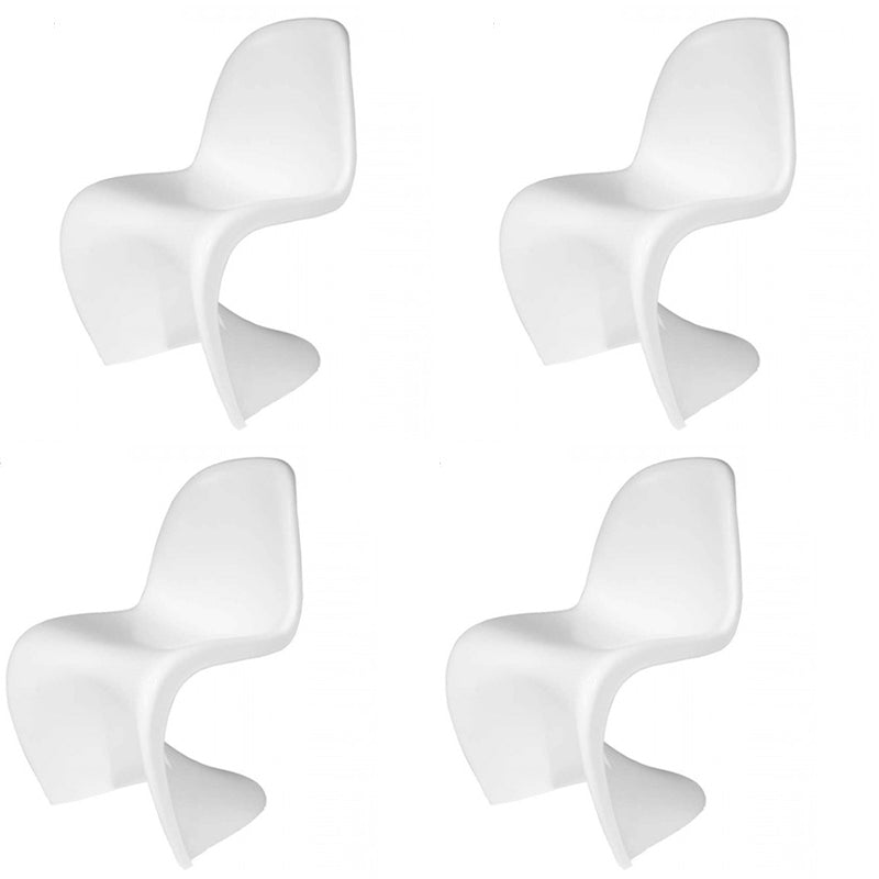Contemporary Style Plastic Dining Armless Chair Curved Dining Solid Chair (Set of 4)