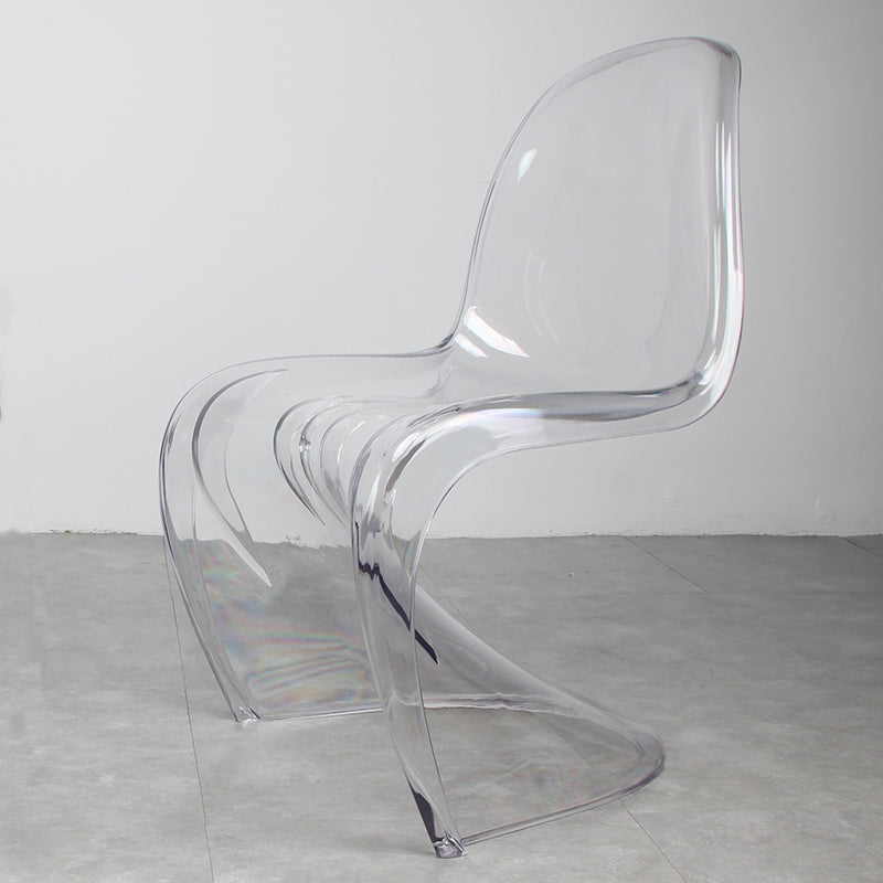 Contemporary Style Plastic Dining Armless Chair Curved Dining Solid Chair (Set of 4)
