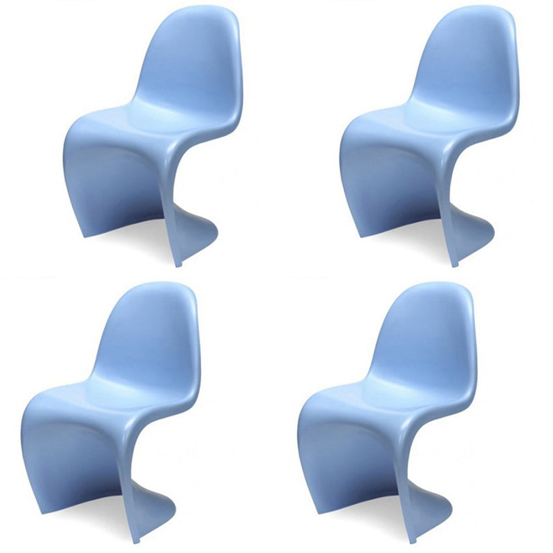 Contemporary Style Plastic Dining Armless Chair Curved Dining Solid Chair (Set of 4)