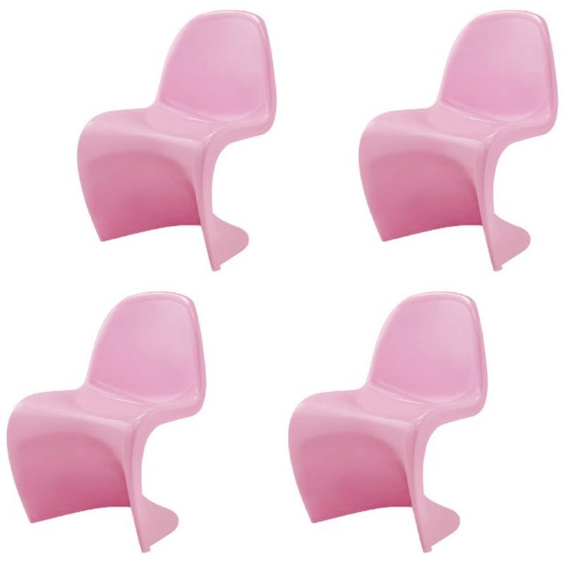 Contemporary Style Plastic Dining Armless Chair Curved Dining Solid Chair (Set of 4)