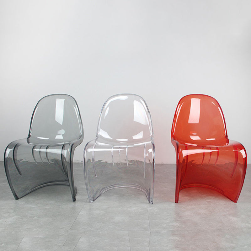 Contemporary Style Plastic Dining Armless Chair Curved Dining Solid Chair (Set of 4)