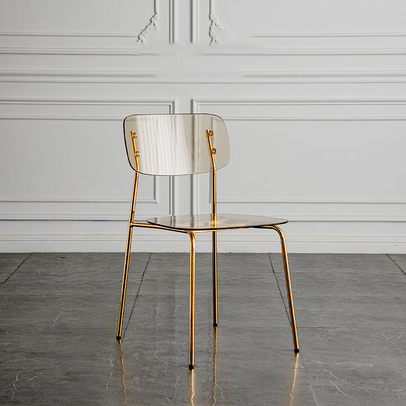 Glam Style Plastic Dining Armless Chairs Stacking Open Back Dining Chair