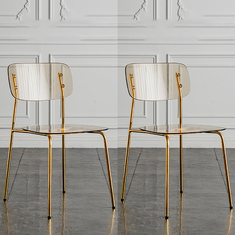 Glam Style Plastic Dining Armless Chairs Stacking Open Back Dining Chair
