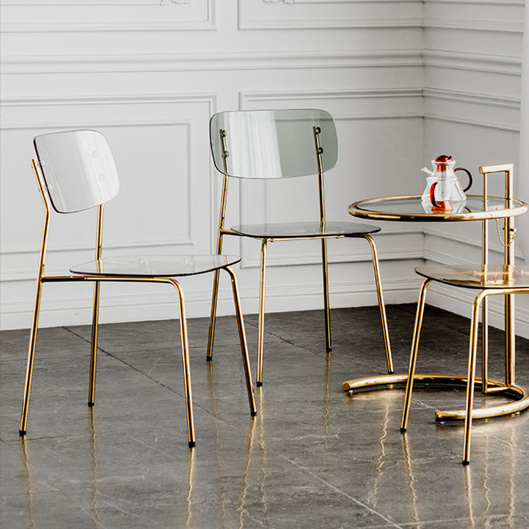 Glam Style Plastic Dining Armless Chairs Stacking Open Back Dining Chair