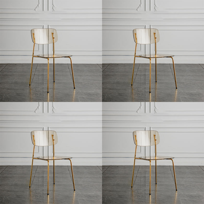 Glam Style Plastic Dining Armless Chairs Stacking Open Back Dining Chair
