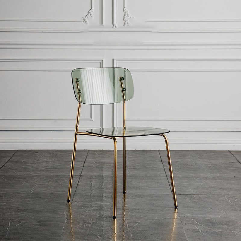 Glam Style Plastic Dining Armless Chairs Stacking Open Back Dining Chair