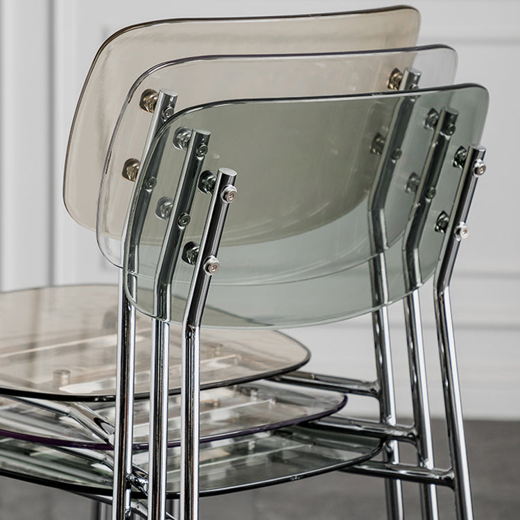 Glam Style Plastic Dining Armless Chairs Stacking Open Back Dining Chair