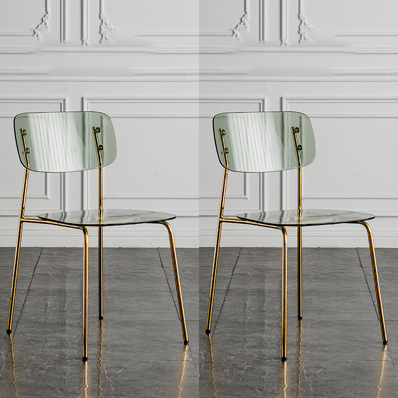 Glam Style Plastic Dining Armless Chairs Stacking Open Back Dining Chair