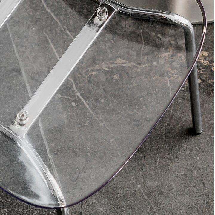Glam Style Plastic Dining Armless Chairs Stacking Open Back Dining Chair